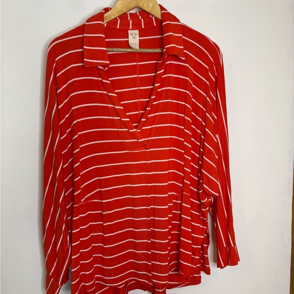 We The Free Can’t Fool Me Red and White Striped Blouse M - Picture 2 of 9